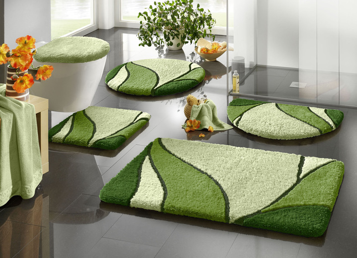 Badgarnituren - Badgarnitur für Fußbodenheizung geeignet, in Größe 100 (Vorleger halbrund, 50/ 80 cm) bis 110 (Hänge-WC-Garnitur, 2-tlg. 50/ 50 cm), in Farbe GRÜN Ansicht 1