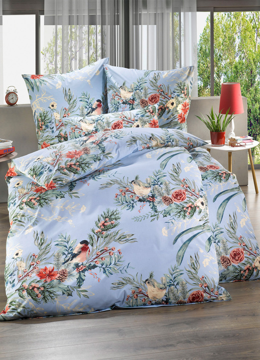 - Florella Bettwäsche-Garnitur aus Soft-Renforcé, in Größe 111 (40x80 cm + 135x200 cm) bis 115 (80x80 cm + 155x220 cm), in Farbe BLAU Ansicht 2