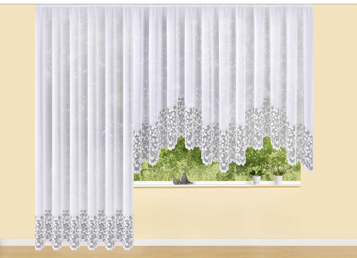 - Himmlischer Bogenstore mit Universalschienenband, in Größe 136 (H100xB300 cm) bis 165 (H145xB600 cm), in Farbe WEISS Ansicht 3