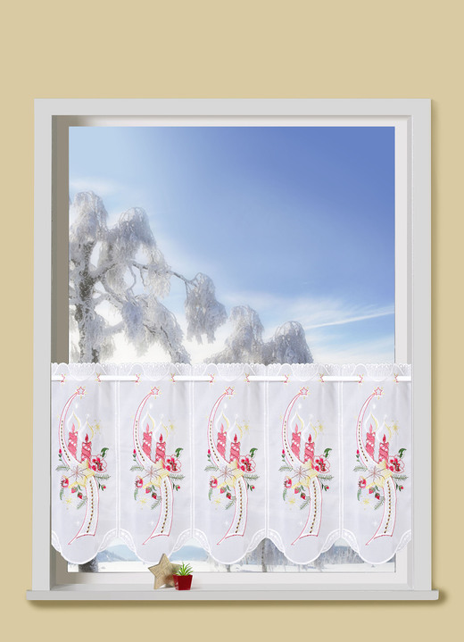 Fensterdekorationen - Bezaubernder Kurzstore mit Stangendurchzug, in Größe 786 (H45xB 85 cm) bis 788 (H45xB115 cm), in Farbe BUNT