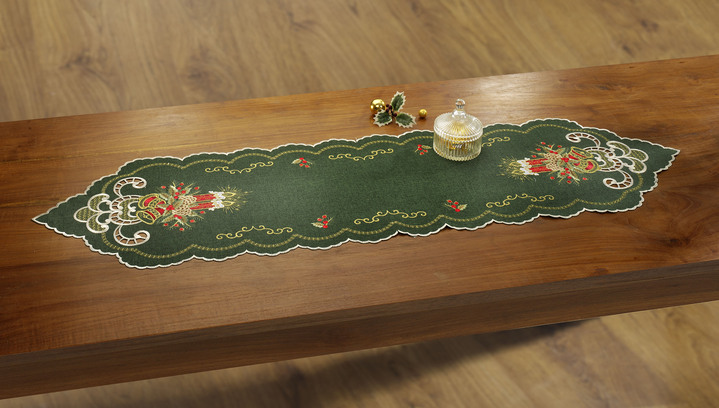 - Weihnachtliche Tisch- und Raumdekoration, in Größe 130 (2x Platzset oval, 30/ 45) bis 404 (Kissenbezug, 40/ 40), in Farbe GRÜN-ROT Ansicht 4