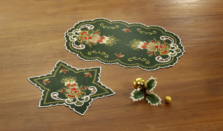 - Weihnachtliche Tisch- und Raumdekoration, in Größe 130 (2x Platzset oval, 30/ 45) bis 404 (Kissenbezug, 40/ 40), in Farbe GRÜN-ROT Ansicht 3