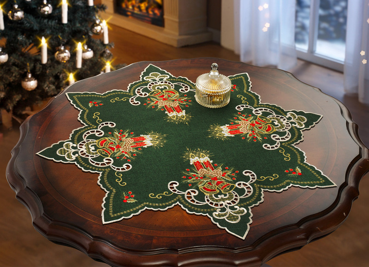 - Weihnachtliche Tisch- und Raumdekoration, in Größe 130 (2x Platzset oval, 30/ 45) bis 404 (Kissenbezug, 40/ 40), in Farbe GRÜN-ROT Ansicht 2