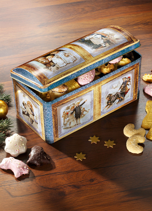 Weihnachtsleckereien - Metall-Truhe mit Weihnachtsgebäck, in Farbe BUNT