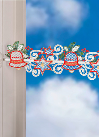 Plauener Spitze - Stangendekoration Glocken, in Größe 628 (H17xB22 cm) bis 686 (H17xB110 cm), in Farbe BUNT