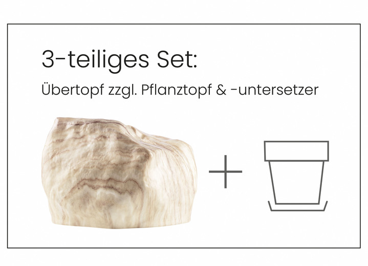 Wohnaccessoires - Pflanzenübertopf von Botanyia in edler Naturstein-Optik, in Farbe SAND Ansicht 2