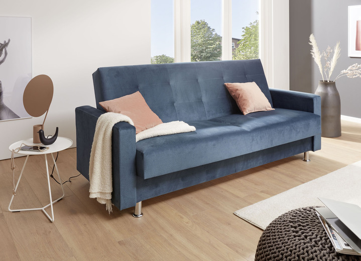 - Schlafsofa mit Bettkasten, in Farbe BLAU-ROSA Ansicht 1
