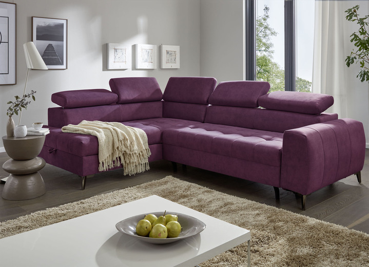 - Moderne Polsterecke mit Bettfunktion, in Farbe BORDEAUX Ansicht 1
