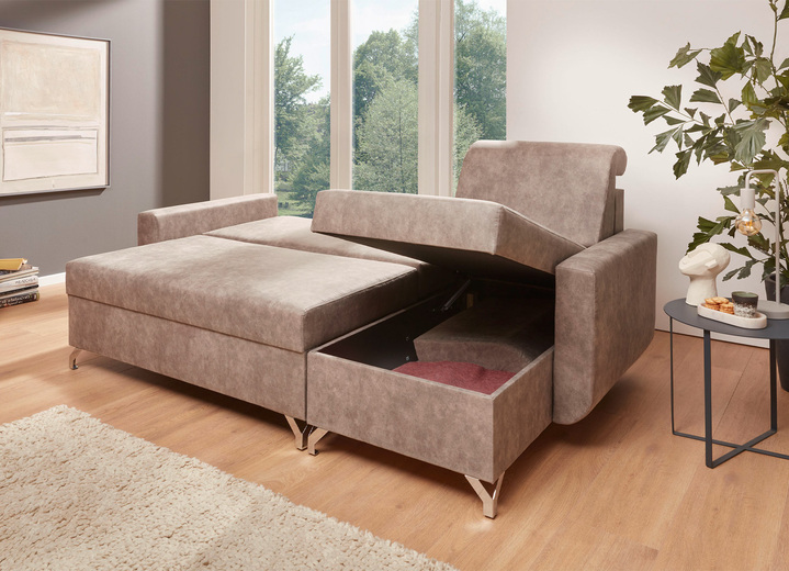 - Polsterecke mit Funktion und 2 Bettkästen, in Farbe CREME Ansicht 2