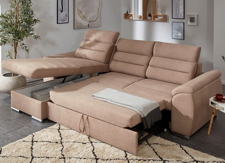 - Polstermöbel mit Bettfunktion und Kopfteilverstellung, in Farbe BEIGE, in Ausführung Polsterecke, 180x288 cm Ansicht 3
