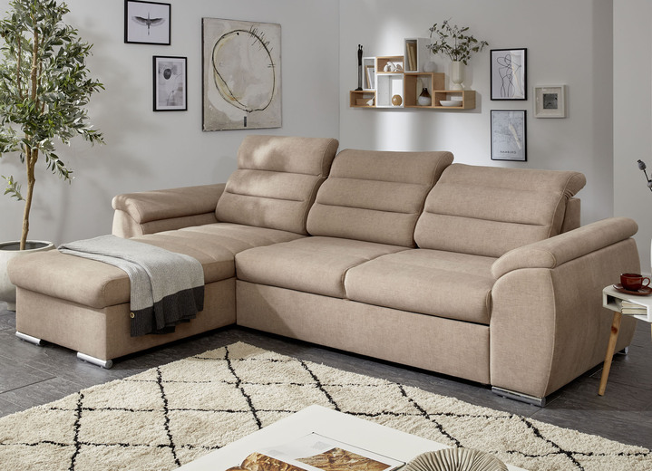 - Polstermöbel mit Bettfunktion und Kopfteilverstellung, in Farbe BEIGE, in Ausführung Polsterecke, 288x180 cm Ansicht 1