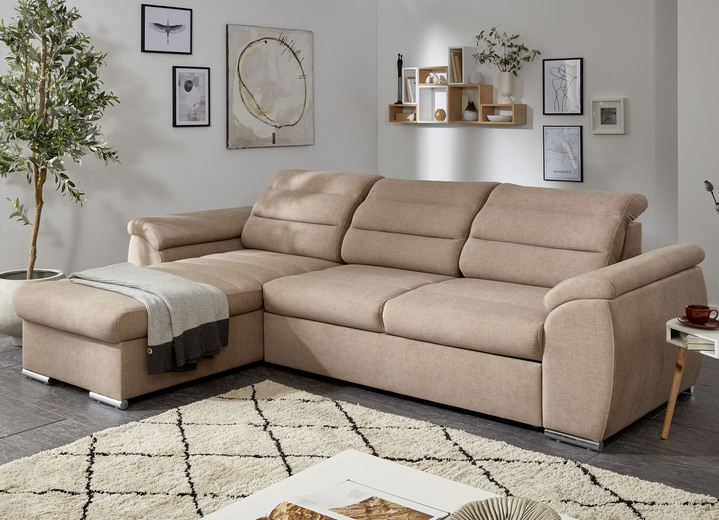 - Polstermöbel mit Bettfunktion und Kopfteilverstellung, in Farbe BEIGE, in Ausführung Polsterecke, 180x288 cm Ansicht 2
