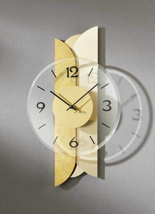 Uhren - Klassische Wanduhr aus dem Hause AMS, in Farbe GOLD