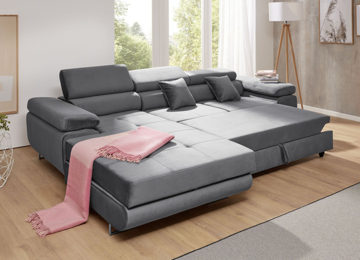 Polsterecken - Polstermöbel mit Funktion und verstellbaren Kopfstützen, in Farbe ANTHRAZIT, in Ausführung Wohnlandschaft Ansicht 8