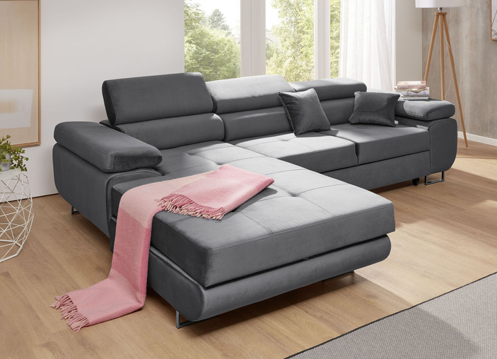 Polsterecken - Polstermöbel mit Funktion und verstellbaren Kopfstützen, in Farbe ANTHRAZIT, in Ausführung Wohnlandschaft Ansicht 6