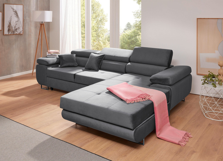Polsterecken - Polstermöbel mit Funktion und verstellbaren Kopfstützen, in Farbe ANTHRAZIT, in Ausführung Wohnlandschaft Ansicht 15