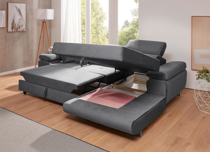 Polsterecken - Polstermöbel mit Funktion und verstellbaren Kopfstützen, in Farbe ANTHRAZIT, in Ausführung Wohnlandschaft Ansicht 16
