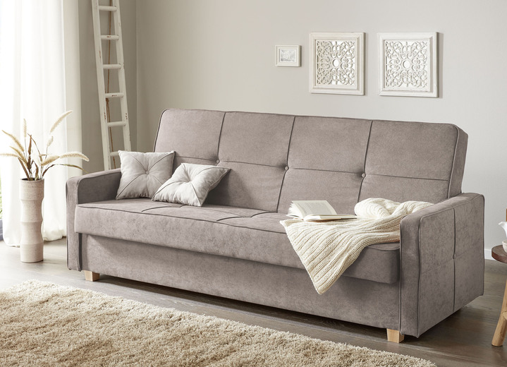 Klassische Möbel - Schlafsofa mit Bettkasten, in Farbe BEIGE Ansicht 1