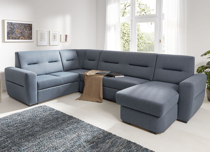 - Frei im Raum aufstellbare Polstermöbel mit Bettfunktion, in Farbe BLAU, in Ausführung Polsterecke, 263x155 cm Ansicht 1