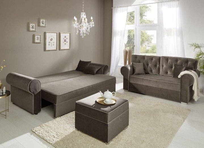 - Frei im Raum aufstellbare Polstermöbel, in Farbe BRAUN-HELLBRAUN, in Ausführung Hocker Ansicht 2