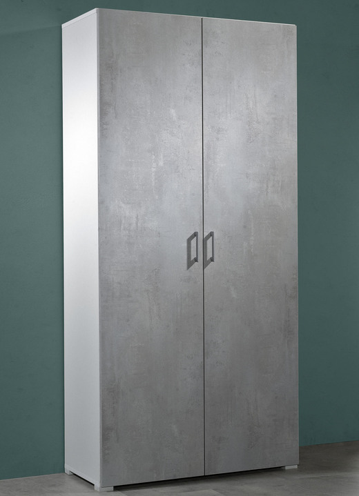 Mehrzweckschränke - Praktische Schränke in geradlinigem Design, in Farbe WEISS-BETON, in Ausführung Schrank, 1-türig Ansicht 2