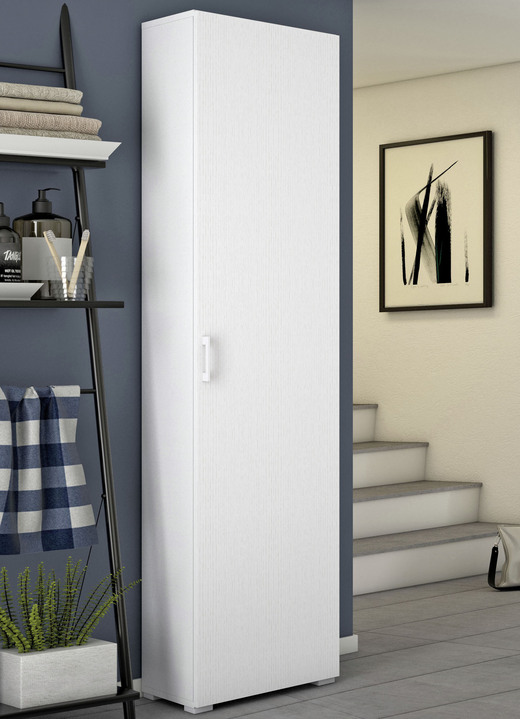 Mehrzweckschränke - Praktische Schränke in geradlinigem Design, in Farbe WEISS-BETON, in Ausführung Schrank, 1-türig Ansicht 4