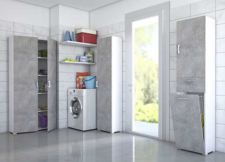 Mehrzweckschränke - Praktische Schränke in geradlinigem Design, in Farbe WEISS-BETON, in Ausführung Schrank, 2-türig Ansicht 1