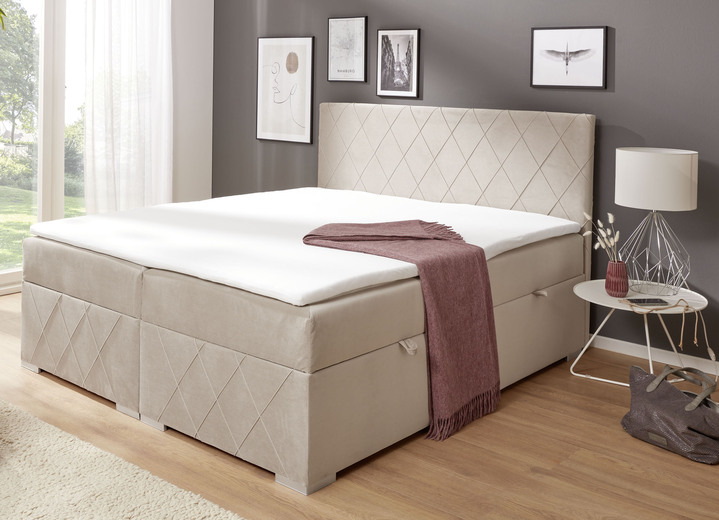 Boxspringbetten - Boxspringbett mit Topper und Bettkasten, in Farbe ROT Ansicht 2