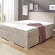 Boxspringbetten - Boxspringbett mit Topper und Bettkasten, in Farbe ROT – Farbe CREME – Ansicht 1