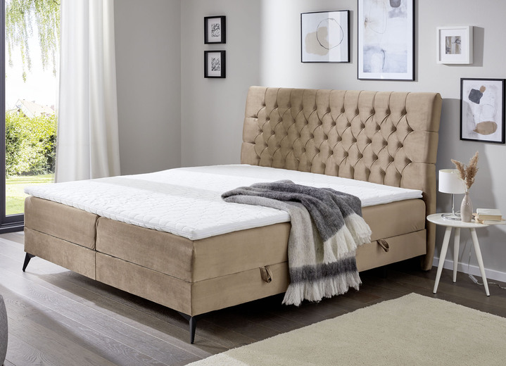 - Boxspringbett mit Topper und Bettkasten, in Farbe CAPPUCCINO Ansicht 1