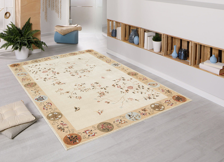 Klassisch - Brücken und Teppiche mit Blumen- und Rankenmotiven, in Größe 100 (50x 80 cm) bis 288 (240x340 cm), in Farbe BEIGE-HELLBLAU Ansicht 2