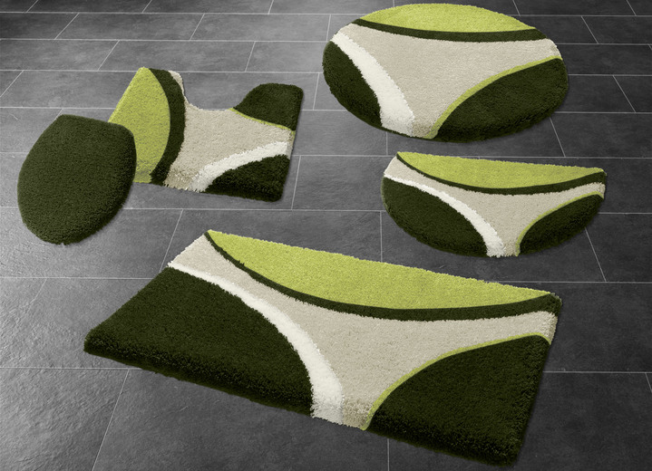 Badgarnituren - Badgarnitur mit rutschhemmendem TPR-Rücken, in Größe 100 (Vorleger halbrund, 50/ 80 cm) bis 112 (WC-Deckelbezug, 47/ 50 cm), in Farbe TAUPE Ansicht 3