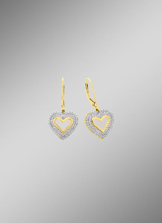 Ohrschmuck -  Herz-Ohrringe mit Brillanten, in Farbe  Ansicht 1