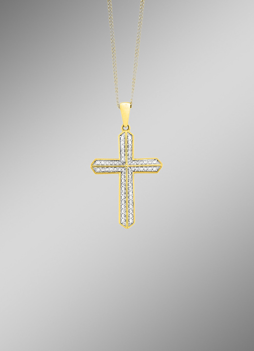 - Kreuz-Anhänger mit Diamanten, in Farbe  Ansicht 1