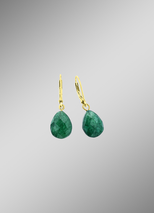 Ohrschmuck - Ohrringe mit echt Smaragd, in Farbe