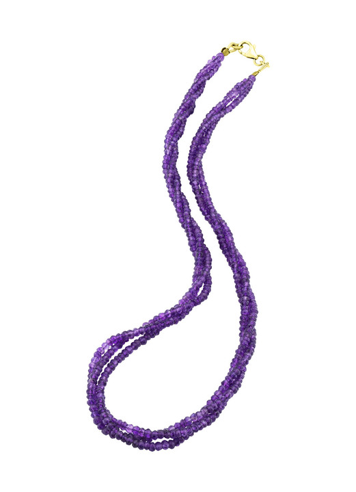 - Klassische 3-reihige Halskette mit echt Amethyst, in Farbe  Ansicht 2