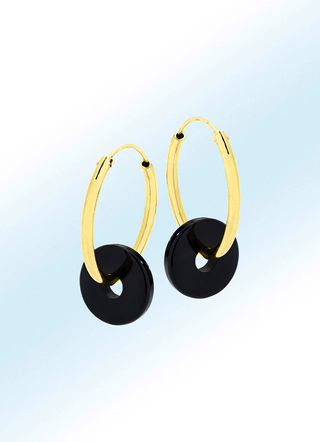 Schlichte Creolen mit echt Onyx