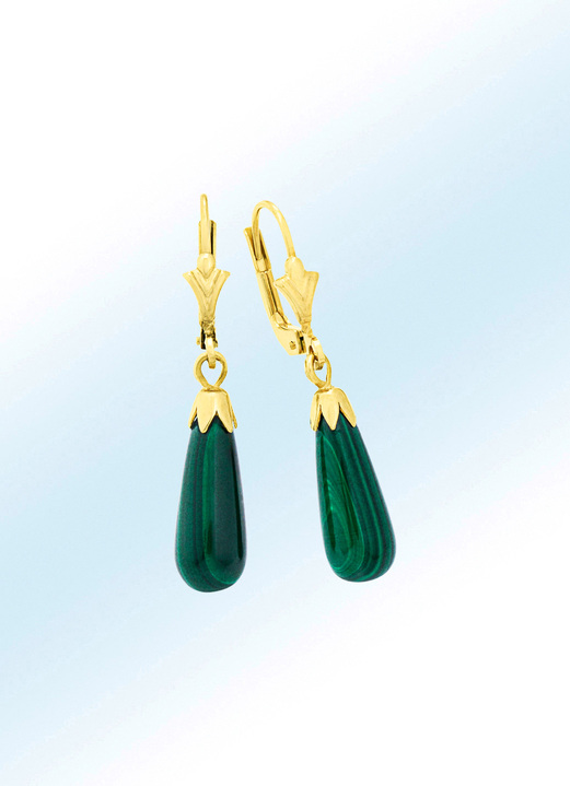 Ohrschmuck - Schlichte Ohrhänger mit echt Malachit, in Farbe