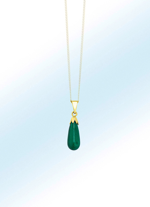 Anhänger - Schlichter Anhänger mit echt Malachit, in Farbe