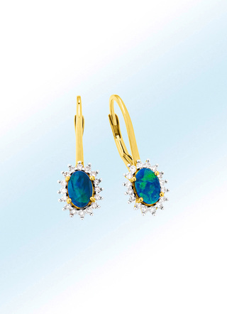 Ohrringe mit Diamanten und echt Opal