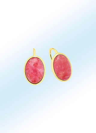 Vergoldete Ohrringe mit Rhodochrosit