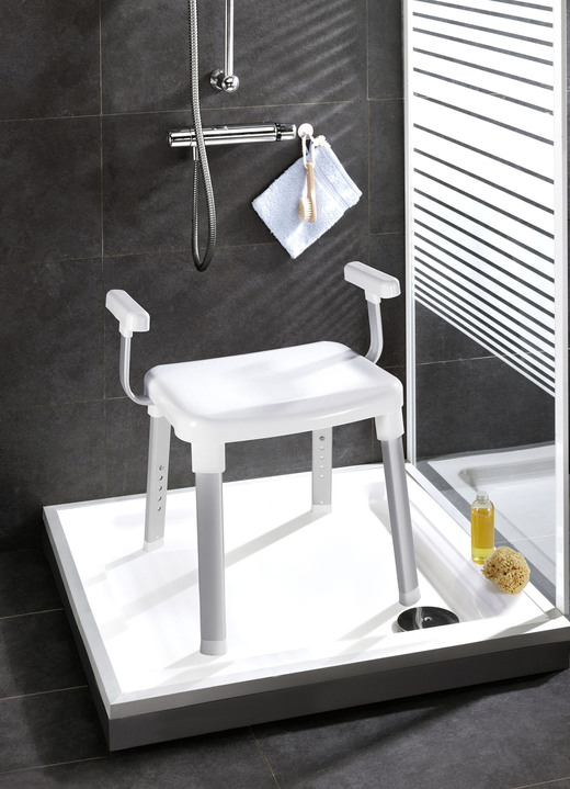 Sitzhilfen - Dusch-und Badehocker mit Armlehnen, in Farbe WEIß Ansicht 1