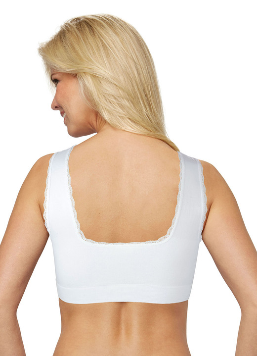 Wäsche - Toller Wohlfühl-BH im 3er-Set von HSP Ansicht 2 Wäsche - Toller Wohlfühl-BH im 3er-Set von HSP, in Größe 3XL (52/54) bis XXL (48/50), in Farbe WEISS-HAUT-SCHWARZ Ansicht 2