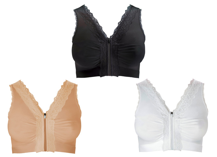 Wäsche - Toller Wohlfühl-BH im 3er-Set von HSP Ansicht 3 Wäsche - Toller Wohlfühl-BH im 3er-Set von HSP, in Größe 3XL (52/54) bis XXL (48/50), in Farbe WEISS-HAUT-SCHWARZ Ansicht 3