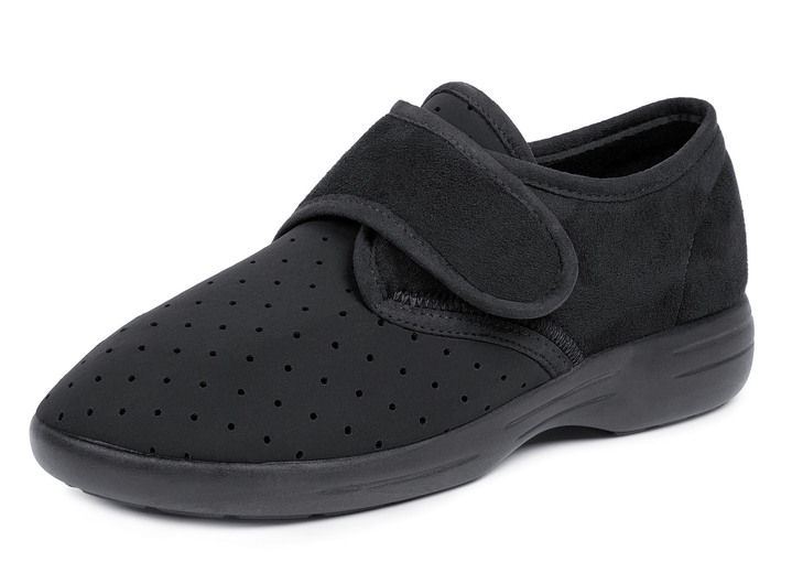 Damenmode - Aerosoft® Flex Stretch-Klettslipper von Jürgen Hirsch®, in Größe 036 bis 046, in Farbe SCHWARZ Ansicht 1