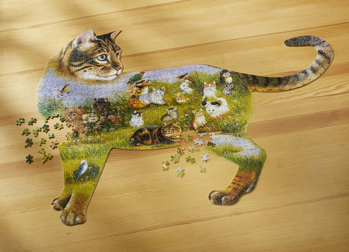 - Puzzle mit Katzen-Motiv, in Farbe BUNT Ansicht 1