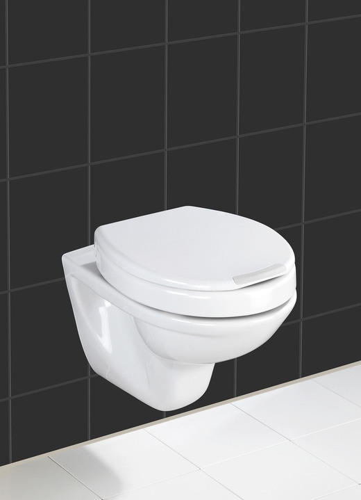 Badhilfen - WC-Sitz mit Sitzflächenerhöhung, in Farbe WEISS Ansicht 1