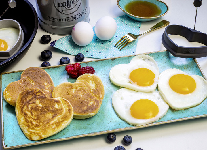Haushalt - Hitzebeständiges Eiformer-Set aus Silikon, 2-teilig, in Farbe GRAU, in Ausführung Eiformer Herz Ansicht 2