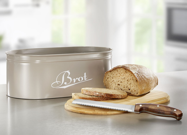 - Brotkasten mit praktischem Bambusdeckel, in Farbe GRAU
