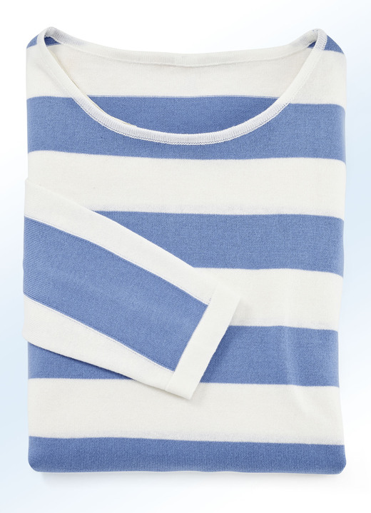 - Pullover mit angenehmem Griff, in Größe 036 bis 050, in Farbe JEANSBLAU-WEISS